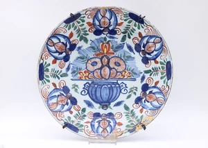 Antiker Makkum Wandteller aus Keramik Handgemalt Blumendekor Vintage alt Ø 35 cm - Bild 1 von 4