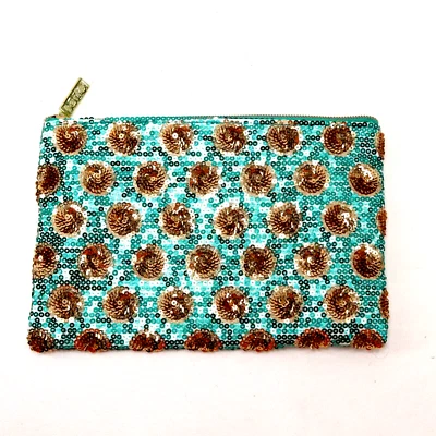 Bolsa de Maquillaje Tarte Bolsa de Cosméticos Lentejuelas Azuladas Dorado Lunares Bolso sin asas Cremallera Brillante Foto 1 de 4