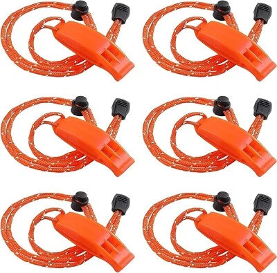 6PCS Safety Survival Whistles Adjustable Reflective Lanyard Emergency Whistle - Image 1 of 4