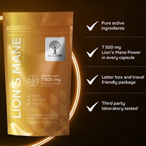 Lions Mane 7500 mg Equivalent per Capsule High Strength Clearer thinking. Steadi - Picture 1 of 12