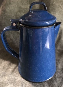 Vintage BLUE GRANITE SPECKLED SMALL COFFEE POT 7”. Excellent Condition! - Picture 1 of 9
