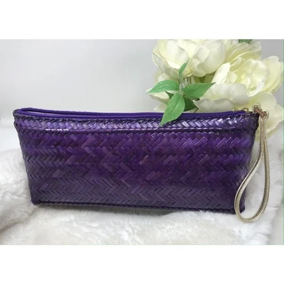 Rafe New York Purple Rattan Clutch Wicker Handbag Boho Resort - image 1 of 4