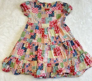 Hanna Andersson Girls boho floral Tea Party Patch Tiered Bright Dress Size 110 - Picture 1 of 10