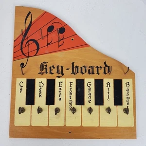 Vintage Wood Music Piano Keyboard Key Holder Wall ART 9x9 Inch - Picture 1 of 6