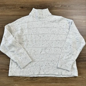 Haven Well Within gesprenkelter Strickpullover Damen XL Ösen creme Stehkragen kuschelig - Bild 1 von 7