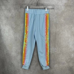 Lola + The Boys Rainbow Sequin Joggers In Baby Blue Girls Size 6 - Picture 1 of 9