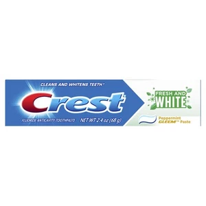 Crest Fresh & White Toothpaste Peppermint Gleem Paste Minty Flavor Oral 2.4 oz - Picture 1 of 7