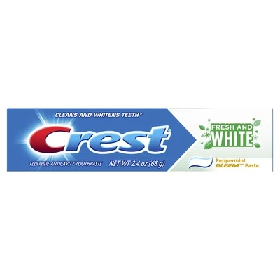 Pasta de dientes Crest Fresh & White pasta Gleem menta sabor menta oral 2,4 oz Foto 1 de 4