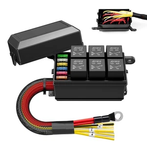 12V 6-Way Relay Fuse Box Pre-Wired 6 Slot ATC/ATO Fuse Universal Relay Panel - Picture 1 of 18
