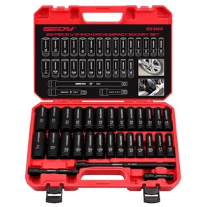 Sedy 29Piece 1/2" Drive Impact Socket Set SAE (3/8 to 1 inch) Extension Bars New - Picture 1 of 5