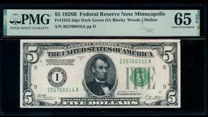 AC 1928B $5 Minneapolis FRN PMG 65 EPQ Fr 1952-I - Picture 1 of 2