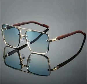Luxuriöse quadratische modische Brille, Vintage Holzmaserung, Doppelsteg Design - Bild 1 von 1