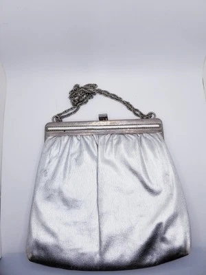 Vintage 60s HL USA Silver Handbag with Double Chain Handle - Image 1 of 4