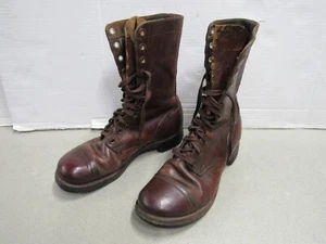 Korean Era US M1948 Combat Boots Russet Brown Leather Cap Toe Size 8 1/2 D Named - Picture 1 of 24