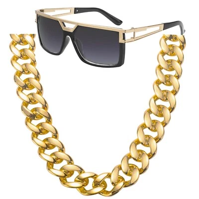 Años 80 90 Hip Hop Bisutería Cadena Dorada para Mujeres Hombres Cadena Dorada Rapero Su... Foto 1 de 4