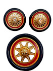Christian Dior Enameled Spoked Rhinestone "Wheel" Large Brooch & Earring Set