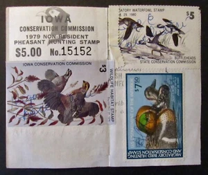 1979 Iowa Non-Resident Pheasant Stamp on Hunting License + RW46 Federal Duck - Picture 1 of 3