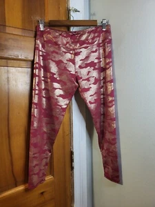 BCG Girls Shiny Camo Athletic Leggings Maroon & Gold Sz XL (16) - Picture 1 of 10
