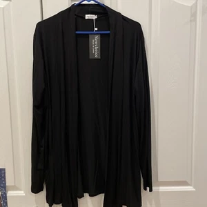 Women’s Casual Lightweight Cardigan Long Sleeve Soft Drape Open Front Black XL - Picture 1 of 6