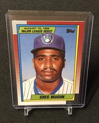 Greg Vaughn Rookie 1990 Topps ML Debut card 128 Brewers RC - Image 1 of 2