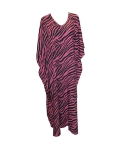 Womens Plus Size Kaftan Handmade Boho Zebra stripe Maxi Batwing Loungewear PINK - Picture 1 of 1