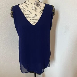 Yoana Baraschi Embellished Top Sheer Silk Blouse Shoulder Padded M - Picture 1 of 11