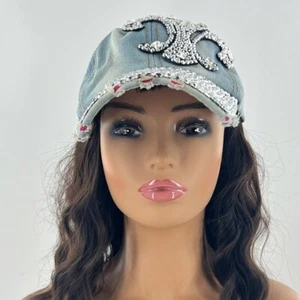 Fleur-de-lis Rhinestone Baseball Hat - Picture 1 of 10