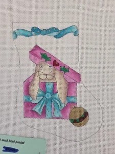 Renaissance Designs RABBIT MINI STOCKING 18ct Handpainted Needlepoint Canvas - Picture 1 of 4