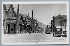 Virginia City Nevada NV C Street People Oldtimer Szene 1930er RPPC C2 - Bild 1 von 2