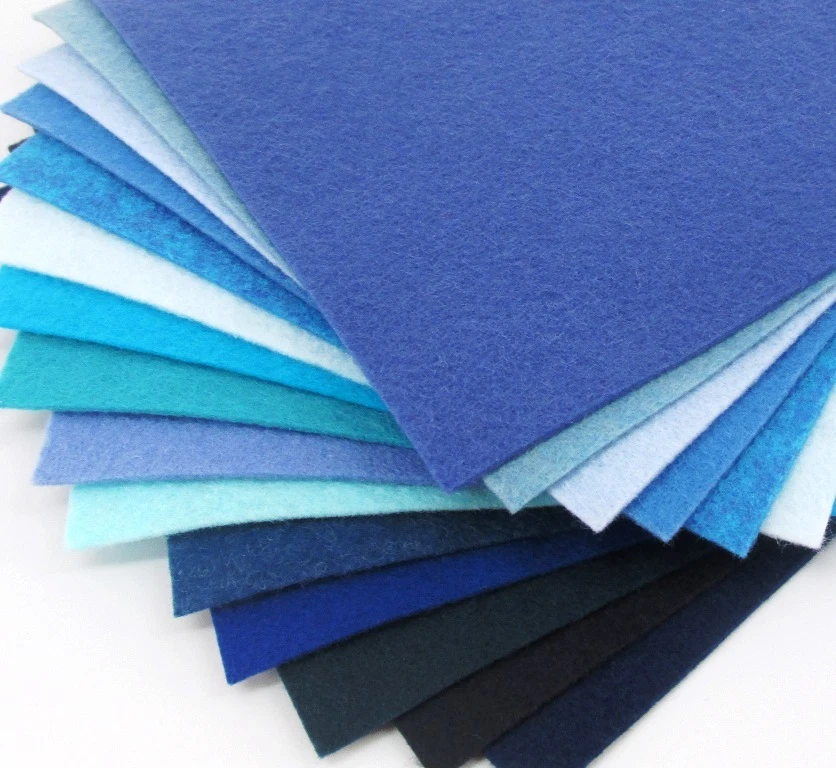 OVER THE RIVER FELT 15 - 9"X12" Blue Colors Collection - Merino Wool blend Felt Sheets