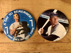 Mickey Mantle Pinback Button A Day To Remember June 8th 1969 4 inch Baseball USA - Picture 1 of 4