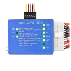 Testeur d'alimentation 20/24 broches pour ordinateur PC avec connecteurs de disque dur PSU ATX SATA - Photo 1/7