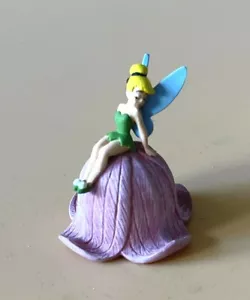 Vintage Disneyland Miniature Tinker Bell Figurine Pink Flower Bell - Picture 1 of 3