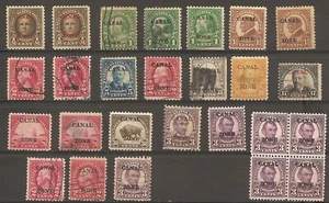 US Canal Zone 1924-1927 Red Black Overprints, MH and used variety - Picture 1 of 2
