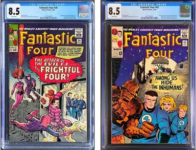 Fantastic Four 36 45 CGC 8.5 White Pages 1965 Marvel Comics 1st App FF KEY Lot 2 - Image 1 of 4