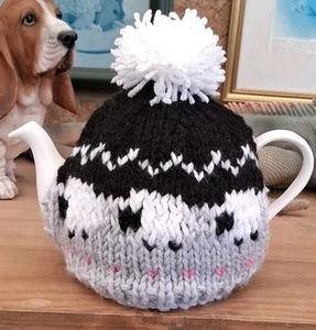 Hand Knitted Multi-Coloured Sheep Tea Cosy For A Small Teapot (1 - 2 CUP) - Picture 1 of 4
