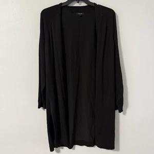 Suéter Cárdigan Verve Ami Negro Calibre Fino Tejido Apretado Longline Frente Abierto XL - Imagen 1 de 9