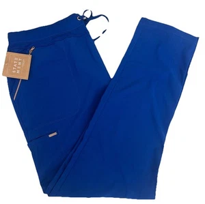 Cherokee Blue Scrubs Statement Mid Rise Tapered Leg Pull On Pant CK055P S Petite - Picture 1 of 12