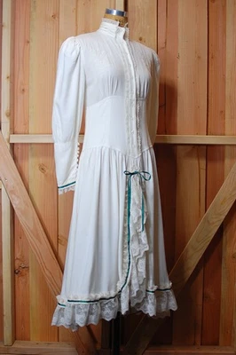 Vestido básico vintage años 60 70 encaje crema hecho a mano pradera boho cabaña S M Foto 1 de 4