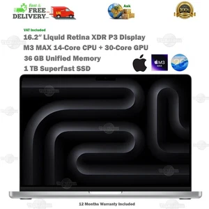 Apple MacBook Pro 16.2″ Inch MFGYR 2024 M3 MAX 36GB RAM 1TB SSD Laptop Warranty - Afbeelding 1 van 24