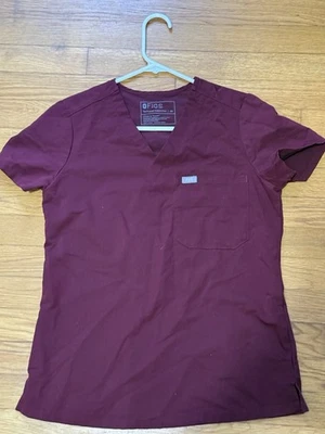 FIGS Technical Collection Catarina Scrub Top Women's XS Burgundy Short Sleeve - Image 1 of 2