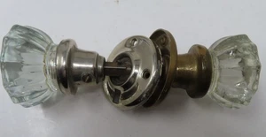 Antik Klassisch Glas Set Türklinken Messing Beschläge Beschläge mit Spindel - Bild 1 von 4