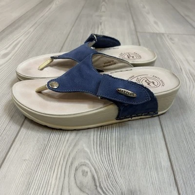 Fly Flot EU 37 / US 6.5 Sandalia Tanga Cuero Azul Sin Cordones Ajustable Foto 1 de 4