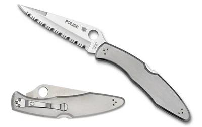 Spyderco Knives Police Model Stainless Steel Serrated VG-10 C07S Pocket Knife - Image 1 of 4