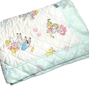 Vintage Raggedy Ann & Andy Crib Quilt Blanket Satin Trim 44 x 58 - Picture 1 of 7