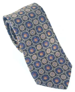 John W Nordstrom Mens Tie Brown Blue Orange Floral 100% Silk Necktie - Picture 1 of 4