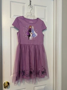 Disney's Frozen II Purple Short Sleeve Elsa & Anna TuTu Dress Sz L (10/12) Kids - Picture 1 of 10