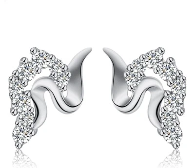 Nobile Zirconia Orecchini 925 Argento Sterling Cubic American Diamante Alto - Immagine 1 di 4