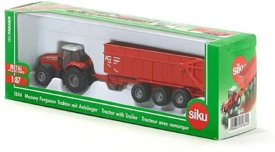SIKU FARMER 1:87 DIE CAST TRATTORE MASSEY FERGUSON CON RIMORCHIO KRAMPE     1844 - Immagine 1 di 3