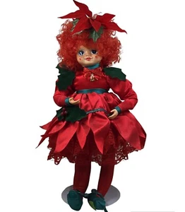 Brinns Puppe Miss Poinsettia Dezember Geburtsmonat Flora Belles 1986 Vintage - Bild 1 von 5